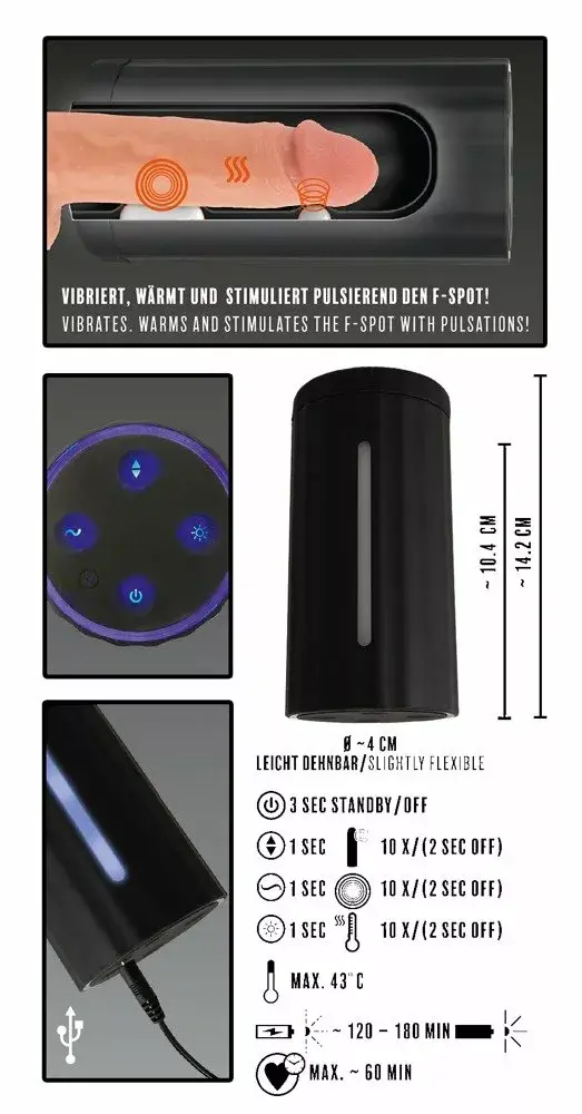 Rebel Silicone Black — мастурбатор с подогревом и вибрацией Photo 10