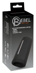 Masturbator Rebel Silicone Black with warming, vibrations, suction & pulsation — 14.2 cm, insertion 10.4 cm, Ø 4 cm