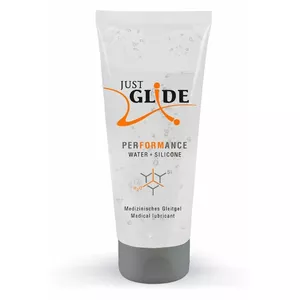 Liquid ski wax just glide Performance 200 ml — ūdens bāzes lubrikants ar silikona daļu, piemērots prezervatīviem un rotaļlietām