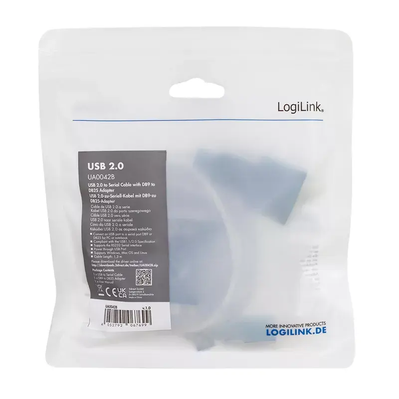 LogiLink USB 2.0 cable USB-A/M to DB9/M DB25/M Photo 4