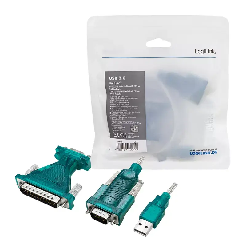 LogiLink USB 2.0 cable USB-A/M to DB9/M DB25/M Photo 5