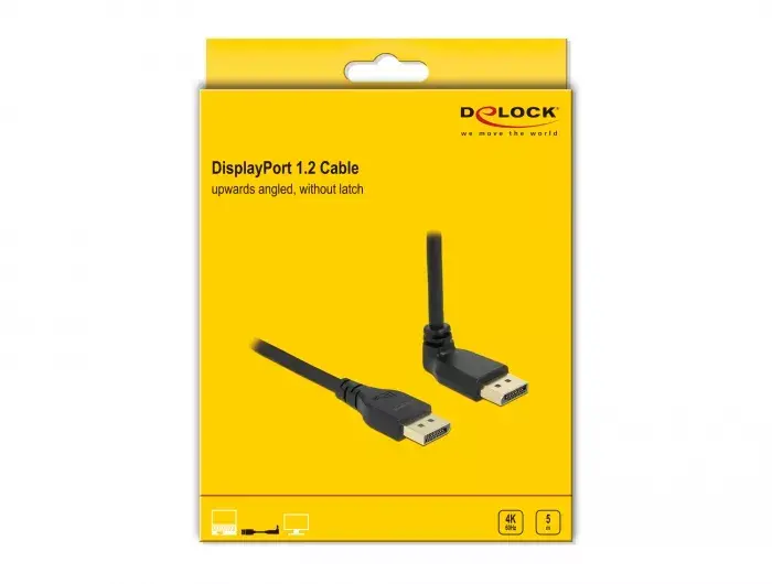 DeLOCK DisplayPort 1.2 kabelis vīriešu taisns uz vīriešu 90° uz augšu Photo 3
