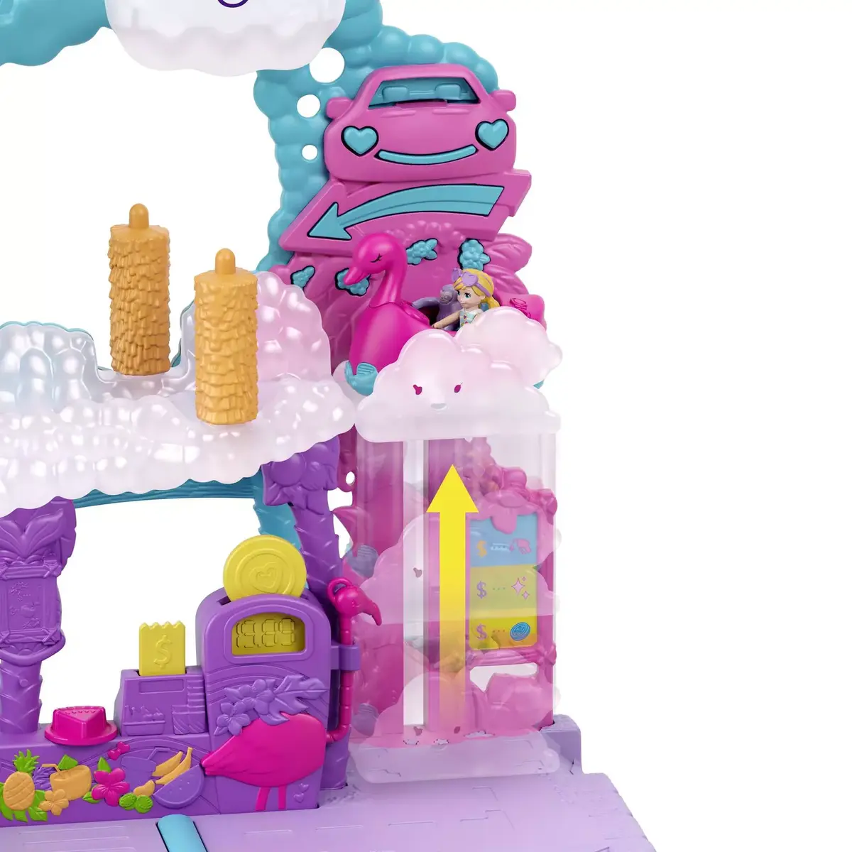 MATTEL Polly Pocket Pollyville Flamingo Fun Car Wash Photo 2