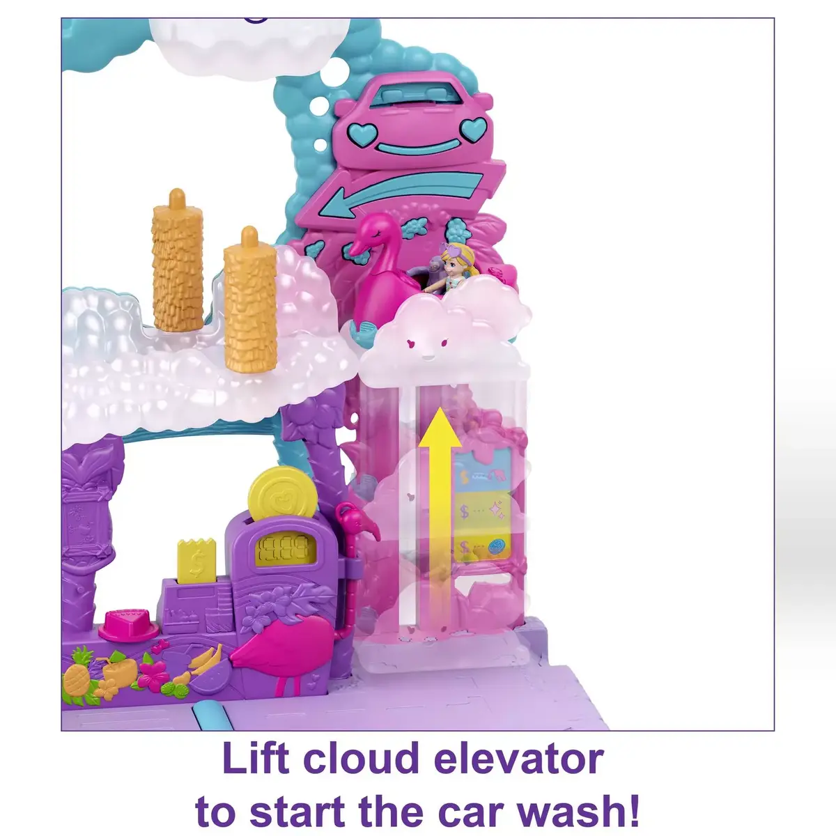 MATTEL Polly Pocket Pollyville Flamingo Fun Car Wash Photo 6