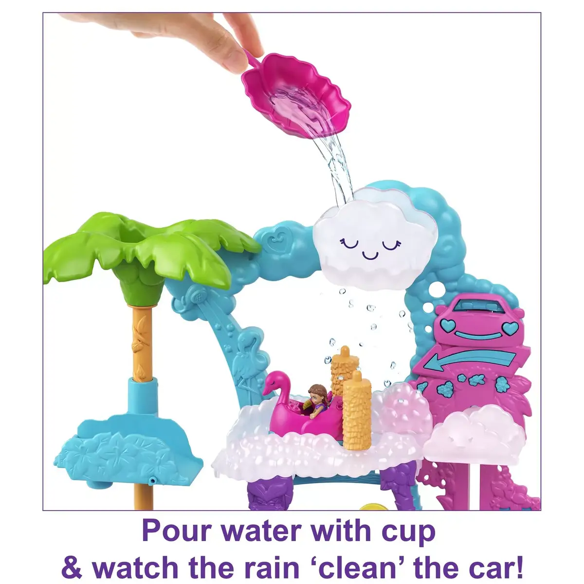 MATTEL Polly Pocket Pollyville Flamingo Fun Car Wash Photo 7