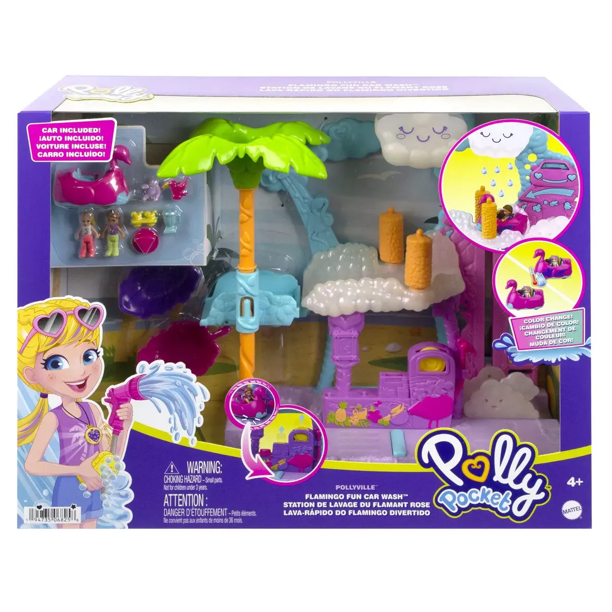 MATTEL Polly Pocket Pollyville Flamingo Fun Car Wash Photo 11
