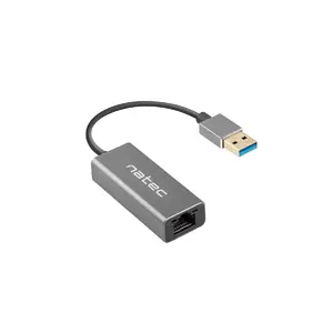 USB hub NATEC Cricket USB 3.2 Gen 1 Type-A with RJ-45 Ethernet 1000 Mbit/s, aluminium housing, black