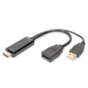 Digitus 4K HDMI adapteris HDMI uz DisplayPort 0.2m HDMI Type A USB