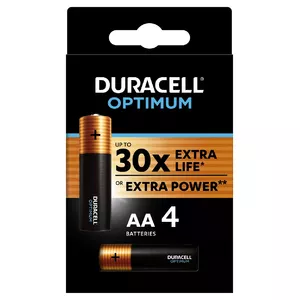Alkaline AA Batteries Duracell Optimum 4-pack — AA size, long-lasting power