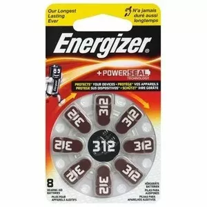 Baterijas dzirdes aparātiem Energizer 312 (PR41) cinka-gaiss 1,45 V — iepakojums 8 gab.