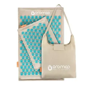Acupressure massage mat ORO-MED ORO-HEALTH SZARY grey — flax mat 43×67 cm with 5800 spikes and 40×30 cm pillow 2088 spikes, foldable, storage bag