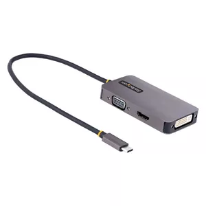 USB-C to HDMI/DVI/VGA Multiport Video Adapter, StarTech, up to 4K@60Hz, Thunderbolt 3/4 compatible, aluminum, grey