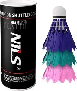 Spalvu volāni NILS NBL6213 3 gab. — daudzkrāsaini spalvu volāni badmintonam