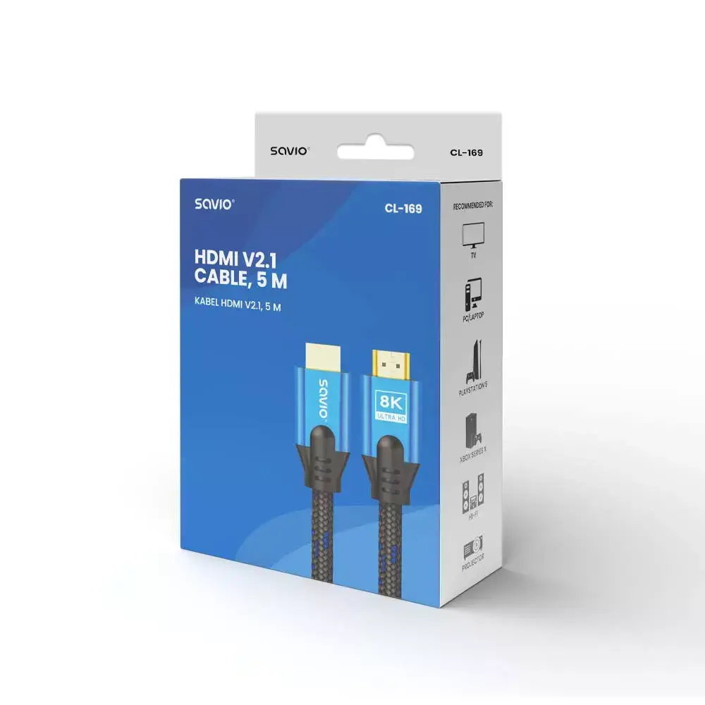 HDMI cable Savio v2.1 5m Photo 3