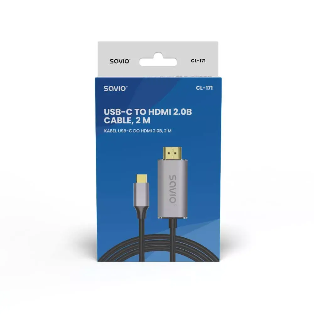 USB-C uz HDMI kabelis SAVIO CL-171 — 2 m Photo 2