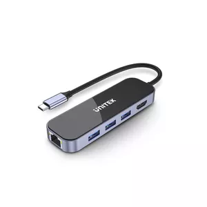 Мультирозветвитель USB-C Unitek uHUB H6 — USB 3.2 Gen 1 Type-C, HDMI 4K (3840×2160@30Hz), Gigabit RJ-45, 3×USB-A 2.0, 100W PD, алюминий, кабель 15 см
