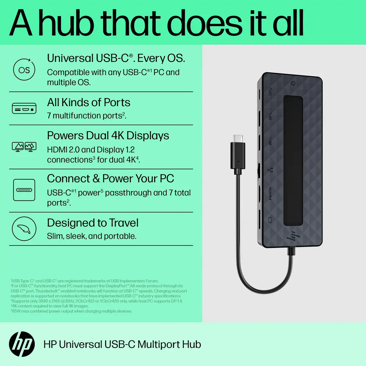 HP Universal USB-C daudzportu centrmezgls Photo 10