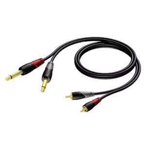 Procab audio kabelis 2x RCA (Cinch) male uz 2x 6,3 mm mono jack male — modelis 1KPCL022