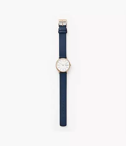 Skagen Signatur Two-Hand Blue Leather часы Photo 4