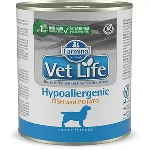 Farmina Pet Food Vet Life Hypoallergenic Zivs, Kartupelis Pieaudzis suns 300 g