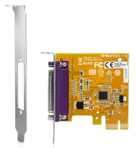 HP PCIe x1 Parallel Port Card with DB-25 connector, PCIe host interface, and 16 B FIFO buffer