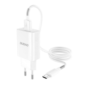 Dudao Home Travel EU USB sienas lādētājs 5V/2.4A QC3.0 Quick Charge 3.0 + micro USB kabelis, balts (A3EU + Micro white)