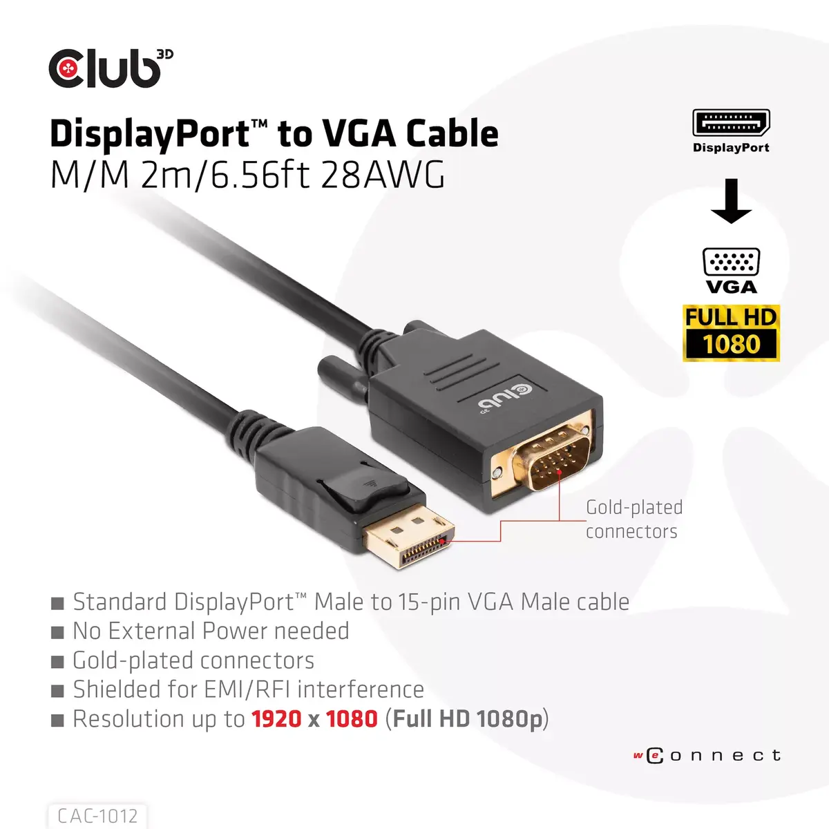 Кабель DisplayPort на VGA M/M CLUB3D CAC-1012 Photo 3