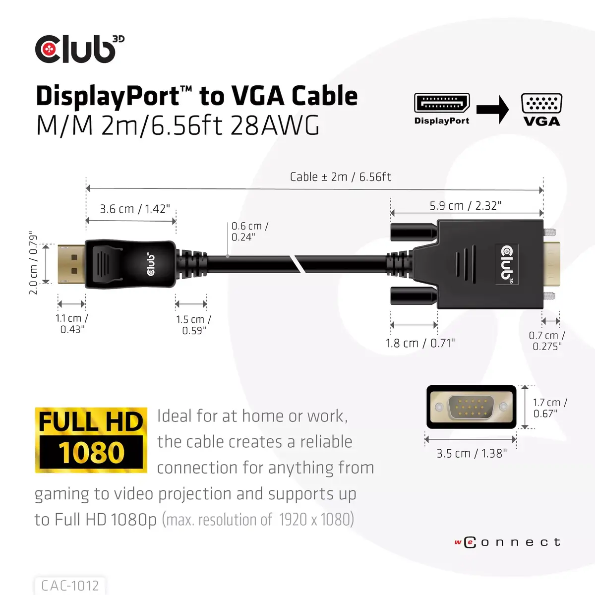 Кабель DisplayPort на VGA M/M CLUB3D CAC-1012 Photo 4