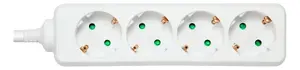 DELTACO GT-0401 Power Strip with 4 Type F AC Outlets 3 m Cable White
