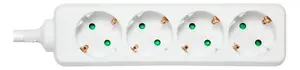 Deltaco GT-0401 Power Strip with 4 Type F AC Outlets, 3 m Cable, 250V, 16A, White