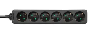 Deltaco GT-0620 power extension 1.5 m 6 AC outlet(s) Indoor Black