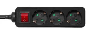 DELTACO GT-0362 Power Strip with 3 Type F AC Outlets and 5 m Cable in Black