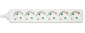 DELTACO GT-0600 Power Extension Cord with 6 AC Outlets Type F 1.5 m Cable White