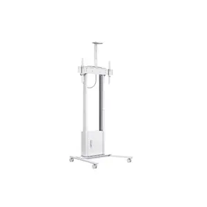 Motorized Floorstand Multibrackets M with cabinet & camera shelf, VESA 100x100–800x400, 120 kg capacity, White