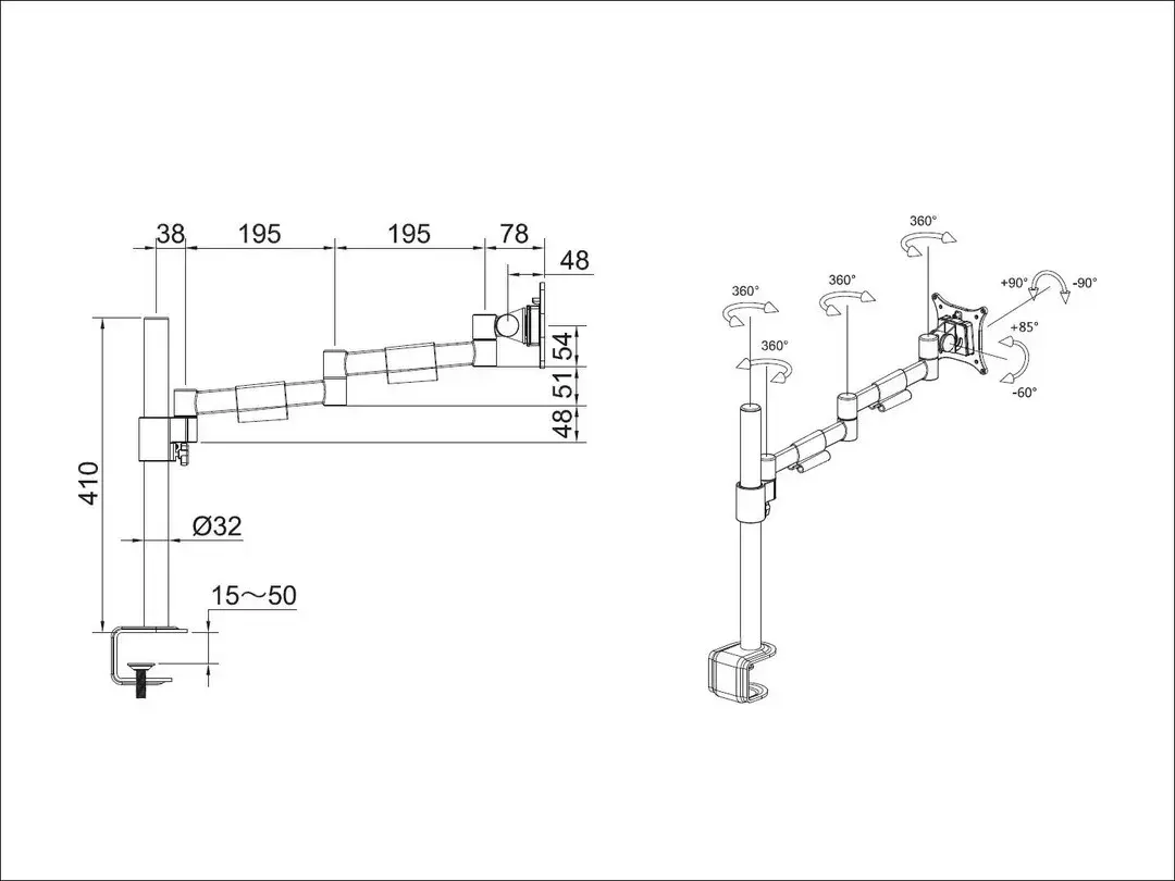 Multibrackets M VESA Deskmount Officeline Single II White Photo 5