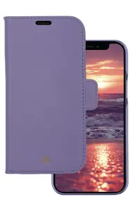 dbramante1928 New York Wallet Case for iPhone 13, Saffiano Leather with Detachable Magnetic Back Cover, Purple