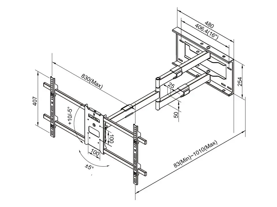 Multibrackets M Универсальный Длинный Кронштейн 1010mm HD Photo 25