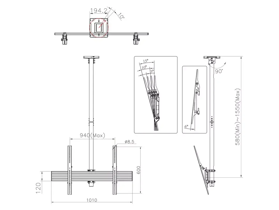 Griestu stiprinājums MULTIBRACKETS M Ceiling Mount Pro MBC1UHD Photo 9