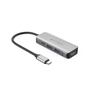 Datora doks HYPER HD41-GL USB 2.0 Type-C Melns Pelēks