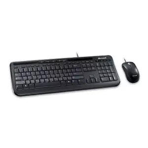 Клавиатура и мышь Wired Desktop 600 от Microsoft — полноразмерная USB QWERTY UK English, чёрный