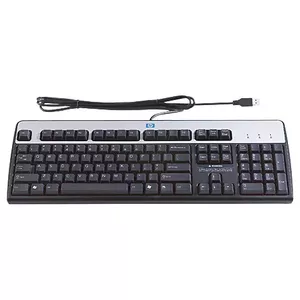 Keyboard HP USB Standard QWERTY Danish Black Silver