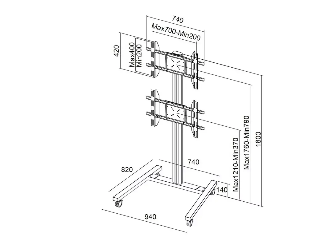 MULTIBRACKETS M Display Stand 180 Dual Vertical grīdas statīvs Photo 6