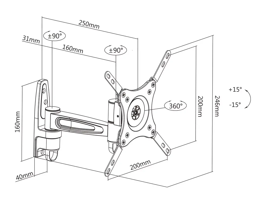 Montāžas roka Multibrackets M VESA Flexarm 360 II Photo 13