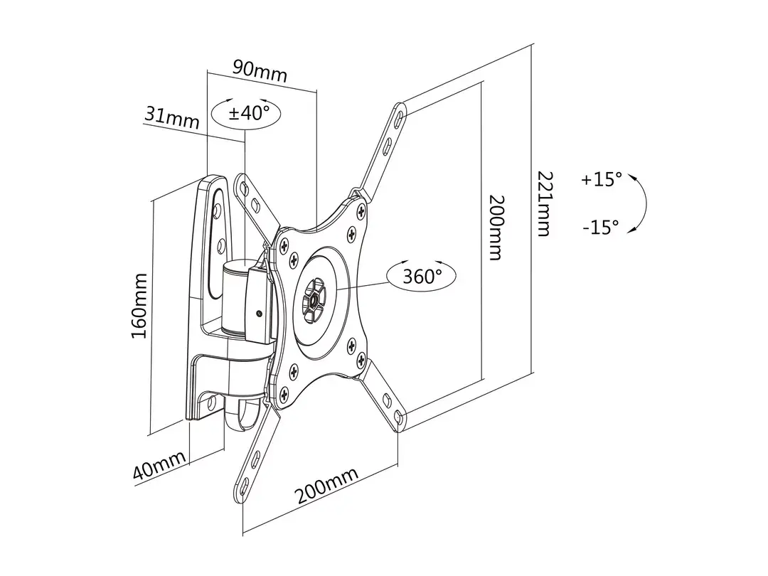 Montāžas kronšteins Multibrackets M VESA Flexarm 360 I Black Photo 13