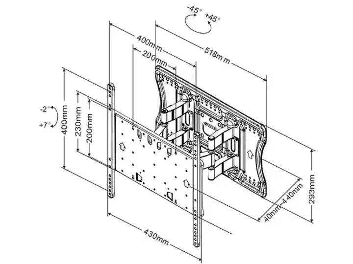 Montāžas kronšteins Multibrackets M VESA Super Slim Tilt & Turn Plus Photo 11