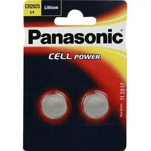Pogas litija baterija Panasonic CR2025L 3V, izmērs CR2025, 2 gab.