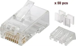 Проводной коннектор MicroConnect KON503-50 RJ45 прозрачный, 50 шт.
