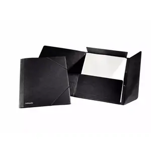 Document folder ESSELTE 623402, black, map-style with 3 internal flaps