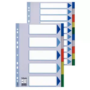 ESSELTE Plastic tabs A4 dividers 225×297 mm for ring binders and filing