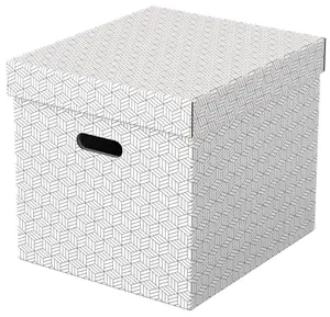 Esselte Home Storage Box Cube White Carton Pack of 3 FSC Certified